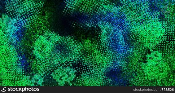 Green and blue bstract circular background. Dark scifi screen design concept.