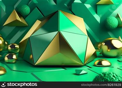 Green and gold abstract background. Neural network AI generated art. Green and gold abstract background. Neural network AI generated