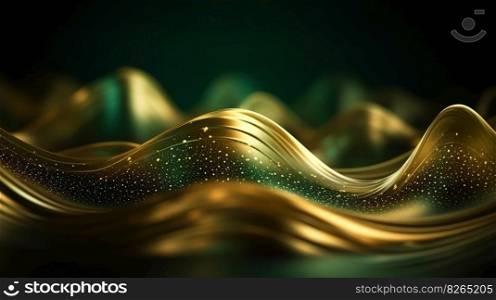 Green and Gold Bokeh Shiny Abstract Background. Generative AI