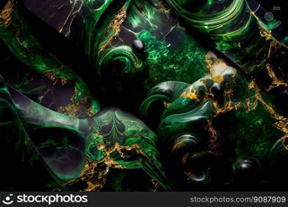 Green and gold marble texture. Luxury abstract background. Generative AI 