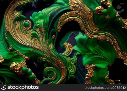 Green and gold marble texture. Luxury abstract background. Generative AI 