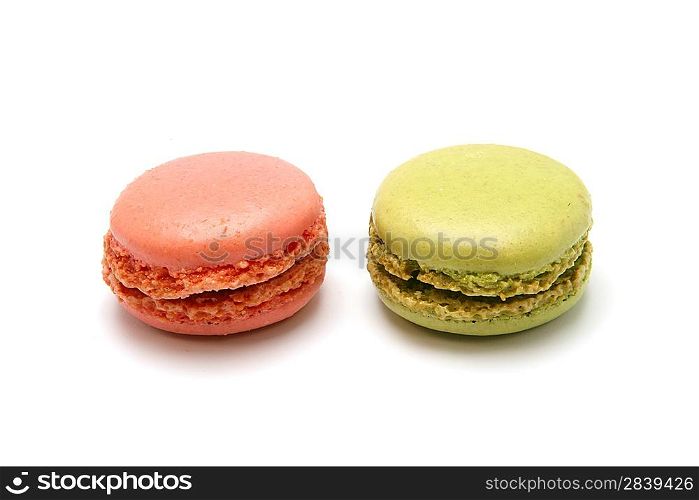 Green and pink macaroons