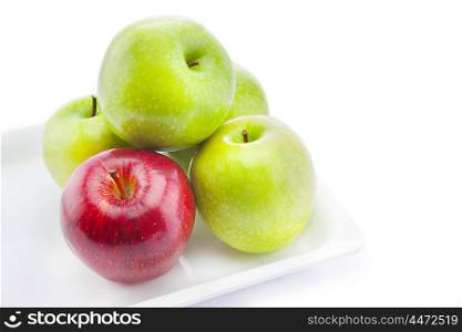 Green and red apples