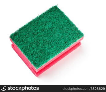 green and red sponge isolated on white