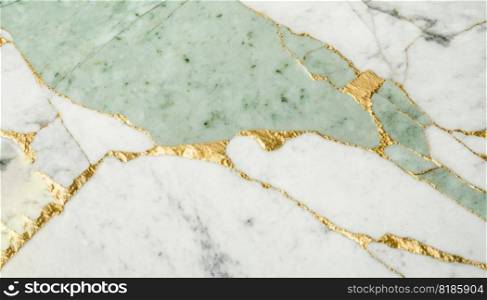 Green and white marble with golden veins background. Generative AI.. Green and white marble with golden veins background. Generative AI