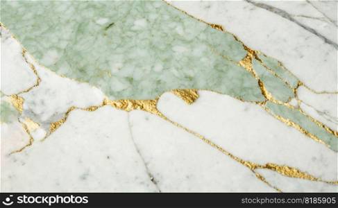 Green and white marble with golden veins background. Generative AI.. Green and white marble with golden veins background. Generative AI