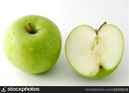 Green apple and half another
