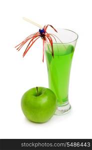 Green apple and juice isolated on the white&#x9;