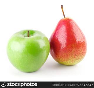 green apple and red pear. green apple and red pear isolated on white background