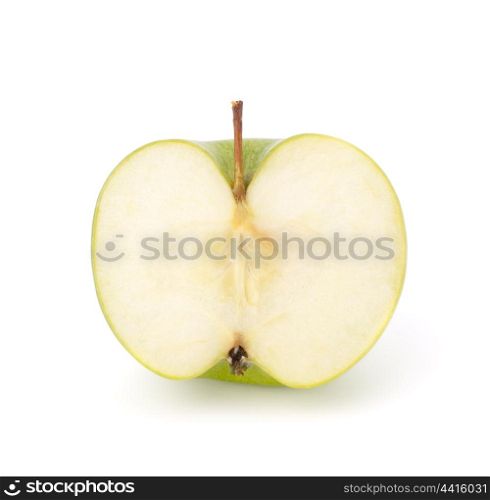 green apple half isolated on white background cutout