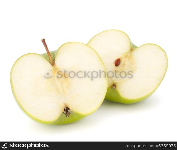 green apple half isolated on white background cutout