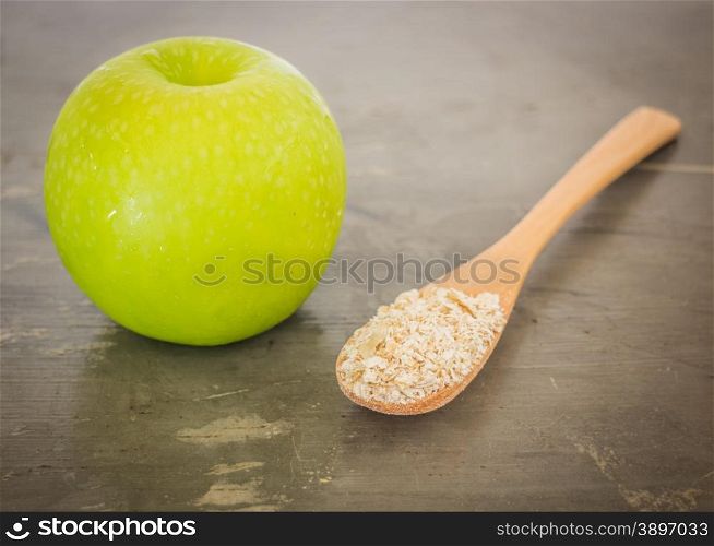 Green apple on the table, stock photo
