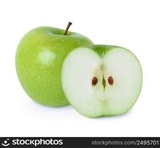 Green apple with cross half isolated on white background