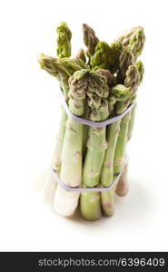 Green asparagus bunch isolated on white background. Asparagus bunch isolated