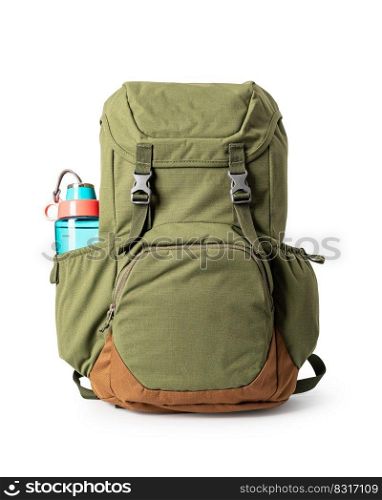 green backpack, isolated over white.. green backpack