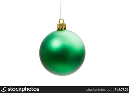Green ball of christmas on a over white background