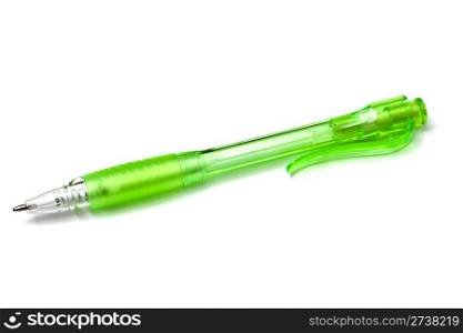 Green Ball Point Pen Isolated On White background
