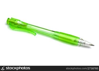 Green Ball Point Pen Isolated On White background