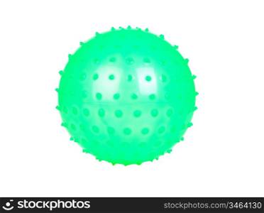 Green ball with spikes isolated on a over white background