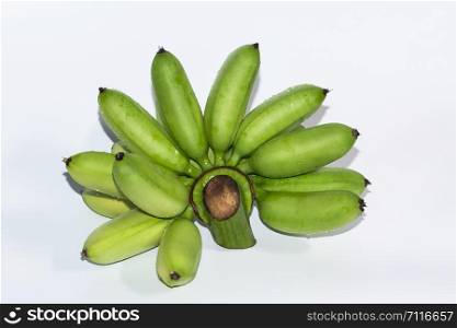 Green banana, white background