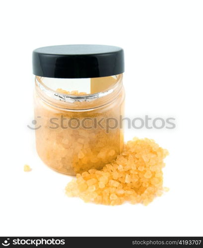 Green bath salt isolated on white