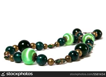 green beads isolated on white background
