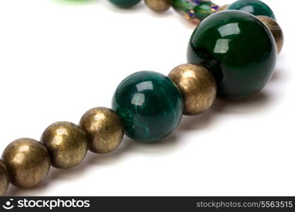 green beads isolated on white background