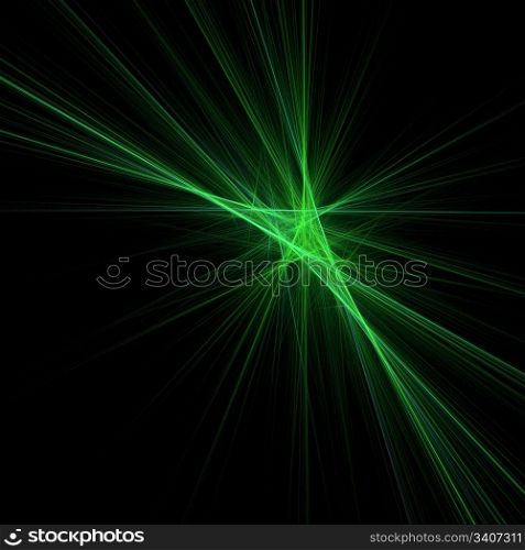 Green beams. 3d digital generated this image