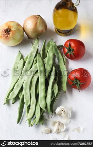 Green bean meal with olive oil, Traditional Turkish meal
