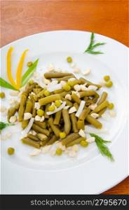 Green bean salad in the plate