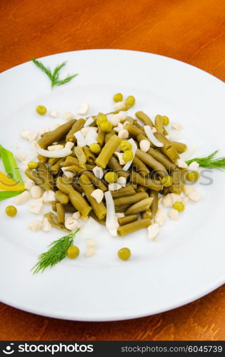 Green bean salad in the plate