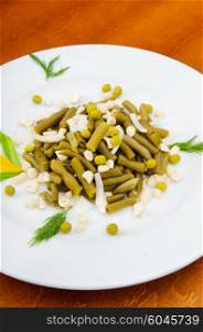 Green bean salad in the plate