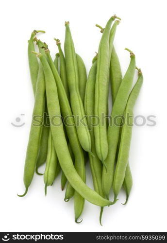 Green beans handful isolated on white background cutout