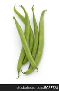 Green beans handful isolated on white background cutout