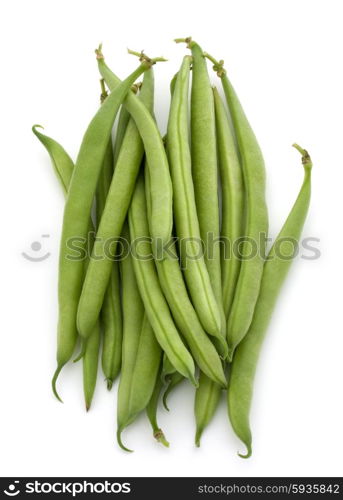 Green beans handful isolated on white background cutout