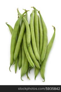 Green beans handful isolated on white background cutout