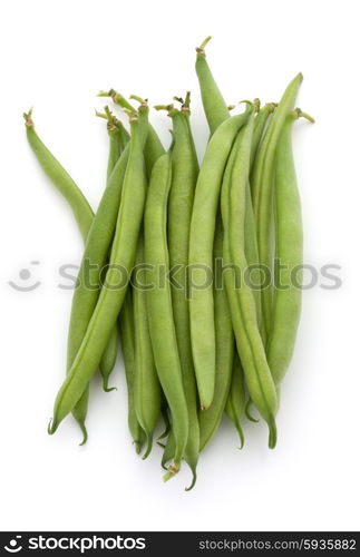 Green beans handful isolated on white background cutout