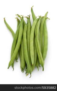 Green beans handful isolated on white background cutout