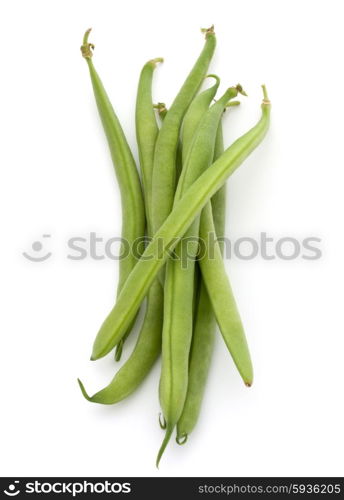 Green beans handful isolated on white background cutout