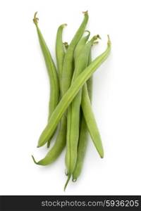 Green beans handful isolated on white background cutout