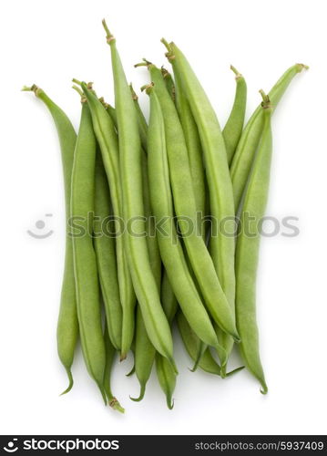 Green beans handful isolated on white background cutout