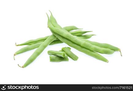 Green beans isolated on white background.