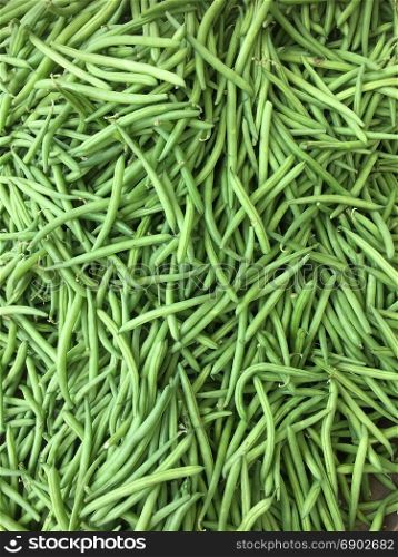 Green beans on a market stall