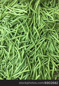 Green beans on a market stall