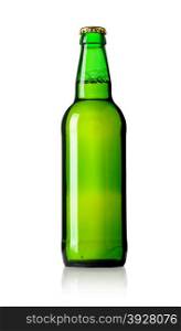 green beer bottle isolated. With cvlipping path