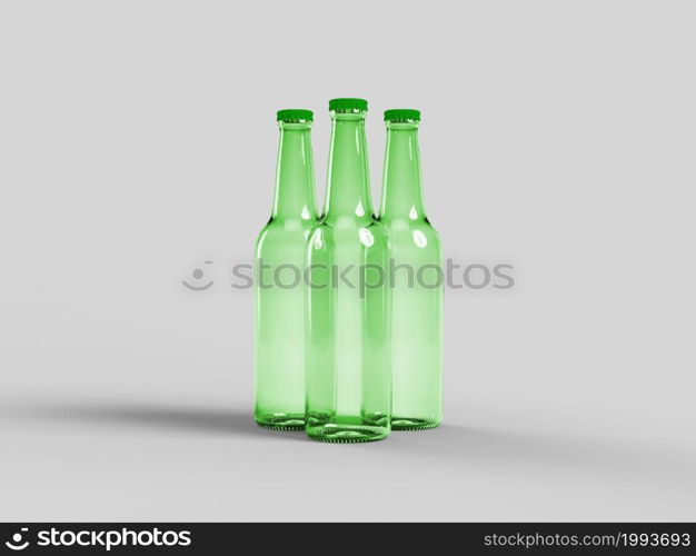 Green Beer Bottle Mock-Up isolated - Blank Label