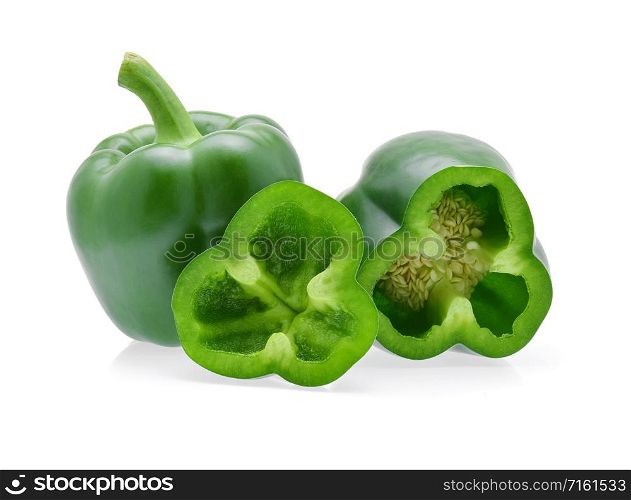 Green bell peppers isolated on white background.