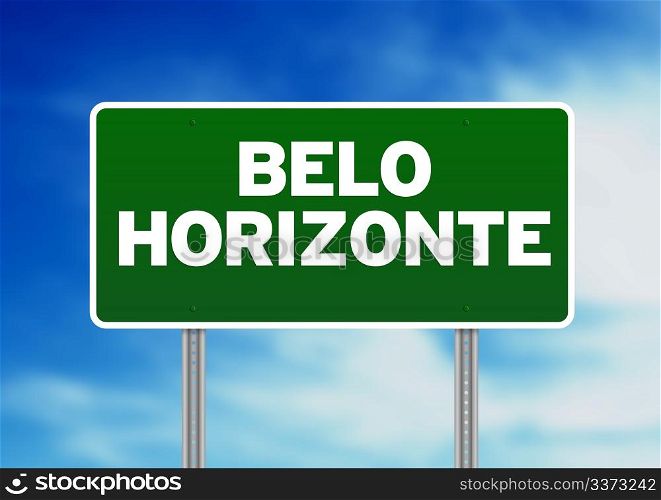 Green Belo Horizonte, Brazil highway sign on Cloud Background.