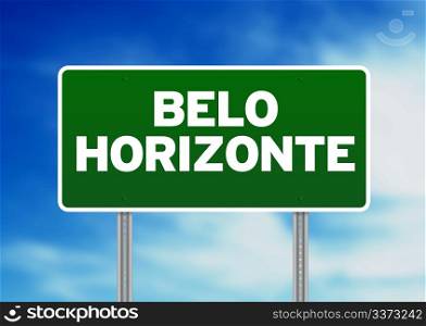 Green Belo Horizonte, Brazil highway sign on Cloud Background.