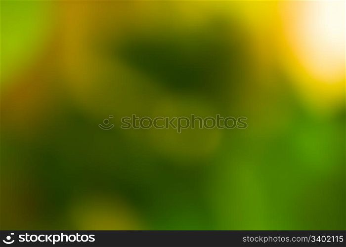 Green blurred abstract background and sunlight angle